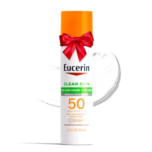 Eucerin Sun Clear Skin (Oil Control) SPF 50 Face Sunscreen Lotion, Hypoallergenic, Fragrance Free Sunscreen SPF 50 with Oil-Absorbing Minerals, 2.5 Fl Oz Bottle