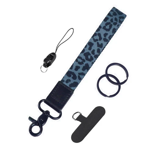 Uniclife Keychain Wristlet, Soft Fabric Key Chain for Car Keys Badges, Cool Wristlet Keychain with 2 Key Rings Tether Tab & Phone Strap, Short Wrist Lanyard Strap for Men & Women (Leopard Print)