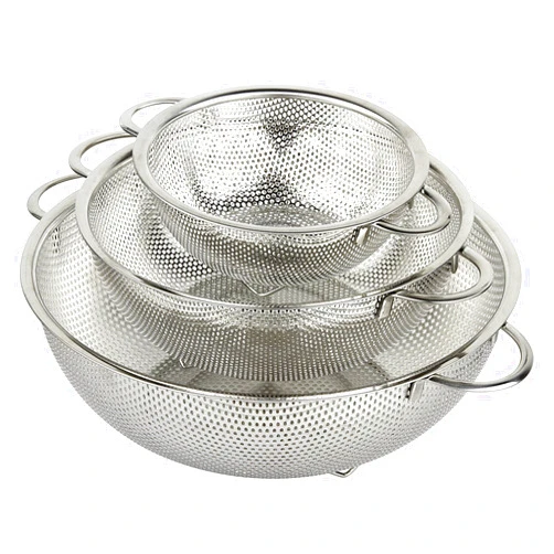 HÖLM 3-Piece Stainless Steel Mesh Micro-Perforated Strainer Colander Set (1-Quart, 2.5-Quart and 4.5-Quart)