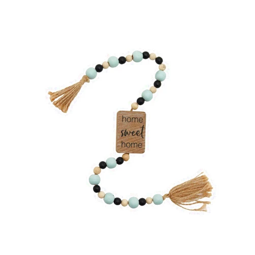 Twxire Colorful Wooden Beads String Wall Hanging for Holiday Decorate，Warm Home Wood Beads Garland Decor with Jute Tassels
