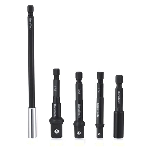 DURATECH 5-Piece Socket Adapters and Extension Bar Set - with 1/4-Inch Hex Shank - 1/4