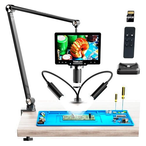 TOMLOV 2024 New DM501S 2K Flexible Arm Digital Microscope, 7