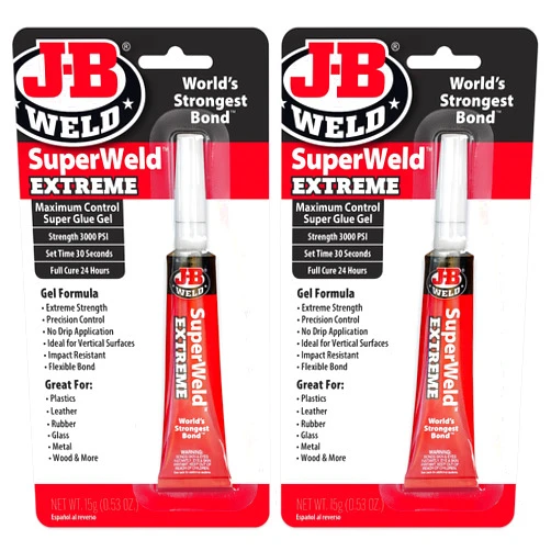 J-B Weld Superglue Gel 15g 2 Pack - SuperWeld Extreme Gel