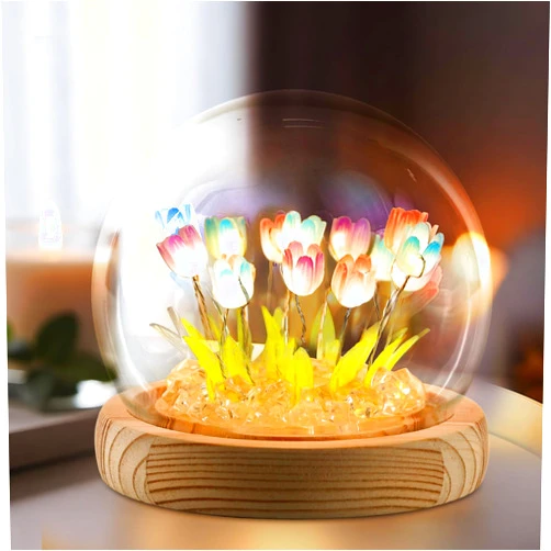 ONXE Mothers Day Gifts for Mom from Daughter, Birthday Gifts for Women, Flower Lamp Night Light for Bedroom Decor, Light Up Tulips in A Glass Dome for Girlfriend Wife