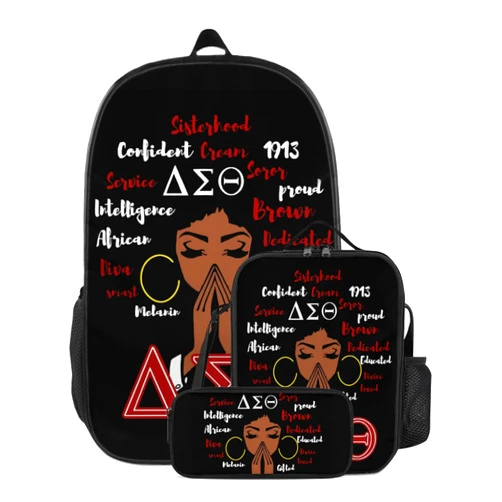 Generic Sorority Paraphernalia Backpack Set with Insulated Lunch Box & Pencil Case - 17
