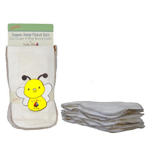 Kashmir Baby Pocket Duo Organic Hemp Cloth Diaper Inserts (6 Pack). Washable. Reusable.