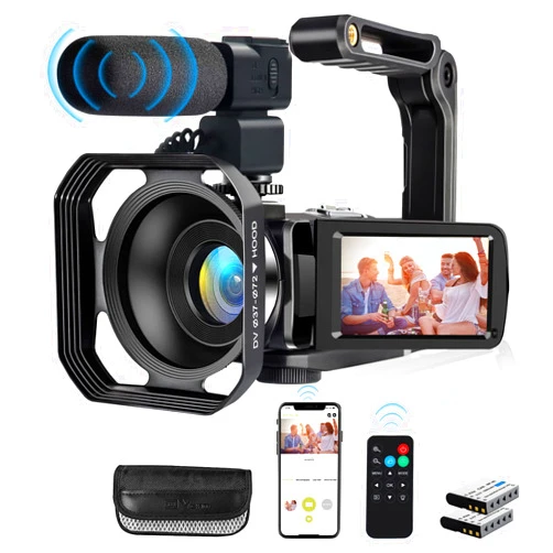 Lovpo 4K Video Camera, Camcorder 48MP Ultra HD WiFi Vlogging Camera for YouTube 18X Zoom 3.0