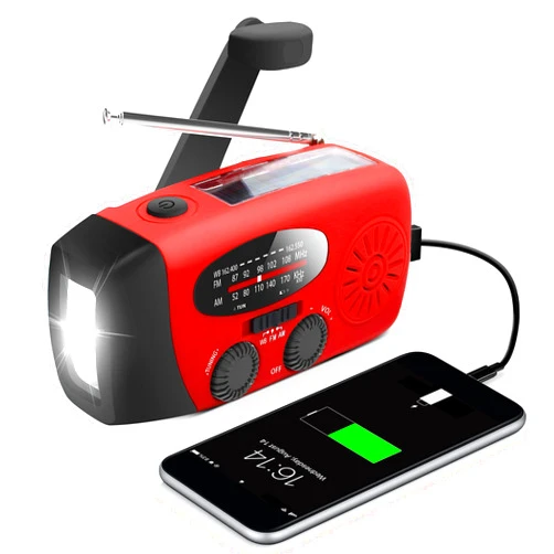 RunningSnail Emergency Hand Crank Radio with LED Flashlight for Emergency, AM/FM NOAA Portable Weather Radio with 2000mAh Power Bank Phone Charger, USB Charged & Solar Power for Camping, Emergency