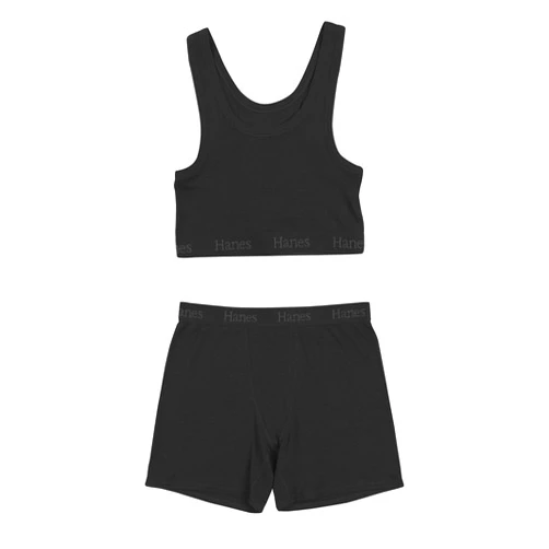 Hanes Women's Originals 2-piece Lounge Set, Comfywear Supersoft Crop Top & Boxer Shorts Loungewear Set