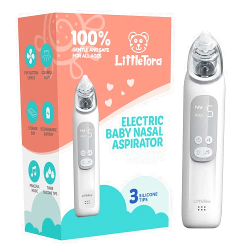 LittleTora Baby Nasal Aspirator - Rechargeable Electric Nose Sucker Baby Nose Cleaner - Toddlers Booger Mucus Sucker - Baby Vac Nasal Aspirator - Infant Booger Suction Removal Device