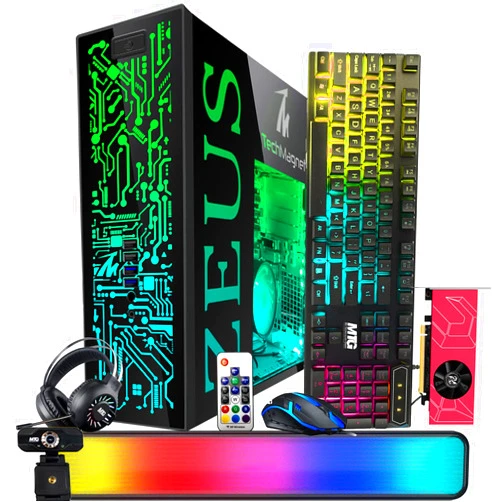 TechMagnet Gaming Desktop PC, Intel i5 6th Gen, Zeus Pro 6, AMD RX 6400, 16GB RAM ARGB, 256GB SSD + 2TB HDD, RGB Front Panel 385 Patterns, RGB Kit, Win 10 Pro (Renewed)