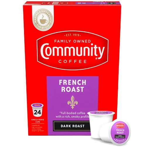 Community Coffee French Roast 24 Count Coffee Pods, Extra Dark Roast, Compatible with Keurig 2.0 K-cup Brewers, 24 Count (Pack of 1)