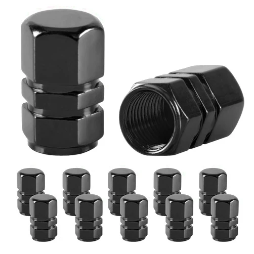 JUSTTOP Car Tire Valve Stem Caps, 12pcs Air Caps Cover, Universal for Cars, SUVs, Bike, Trucks and Motorcycles-Black