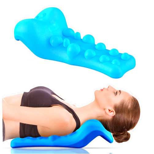 Fanlecy Neck and Shoulder Relaxer with Upper Back Massage Point, Cervical Traction Device Neck Stretcher for TMJ Pain Relief and Cervical Spine Alignment Chiropractic Pillow (Blue)