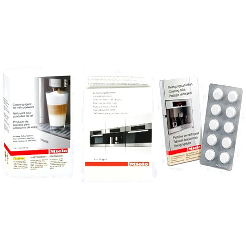 Miele Coffee Machine Cleaning Bundle: Descaling Tablets (6) PLUS Cleaning Tablets (10) PLUS Cleaning agent for Milk Pipework (100)