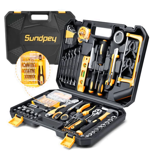 Sundpey Household Tool Kit 257-PCs - Home Auto Repair Tool Set General Hand Mechanic's Tool Kit Set & Wrench Sets & Socket & Portable Toolbox Storage Case for Handyman & Homeowner & DIY