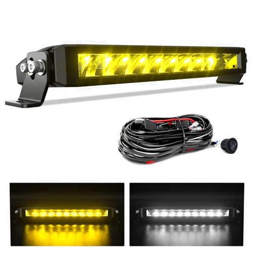 4WDKING Slim LED Light Bar for Truck Patented Screwless 12 inch 150W Super Bright Spot Flood Combo Off Road Fog Lights IP68&IP69K Waterproof White&Yellow Single Row LED Pods for Pickup ATV UTV RC 4x4