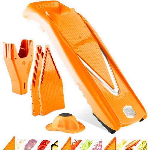 Börner Mandoline Slicer V5 (Starter Set) • Vegetable V-Slicer for Slices, Sticks & Dices in Various Sizes • With Stainless Steel V-Blade • Adjustable Kitchen Slicer • Color: Orange