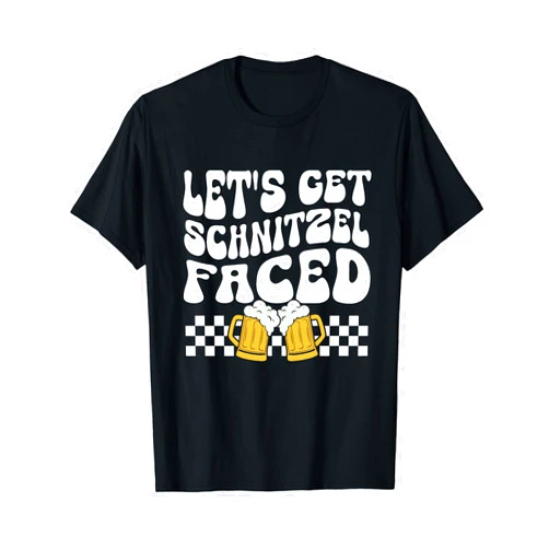 Akykiy Apparel German Oktoberfest Funny Let's Get Schnitzel Faced German Beer Oktoberfest Funny T-Shirt