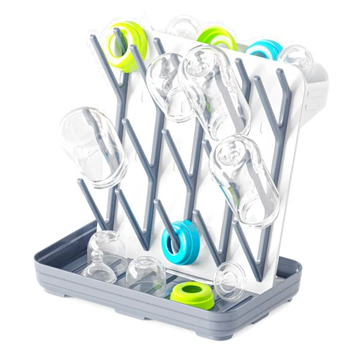 SpaceAid Baby Bottle Drying Rack with 20 Hooks, Space Saving Kitchen Bottles Rack Dryer, Vertical Baby Bottle Holder Organizer for Countertop Storage Accessories (White and Gray)