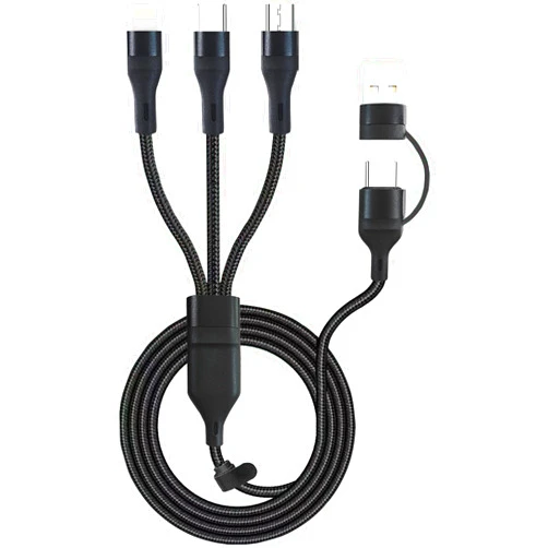 Awnuwuy 100W Multi 3 in 2 Fast Charging Cable 10FT, Black Long Nylon Braided,3 in 2 USB A/C to USB-C Lightnning Micro Connectors for iPhone 15/15 Plus,Samsung S24/S23,Multiple Devices, Laptops,Phone, Tablet