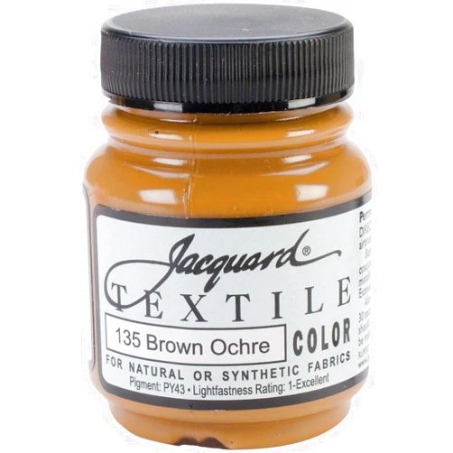Jacquard Fabric Paint for Clothes - 2.25 Oz Textile Color Brown Ochre Leaves Fabric Soft - Permanent and Colorfast - Professional Quality Paints Made in USA - Holds up Exceptionally Well to Washing
