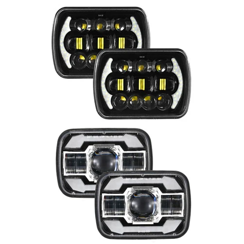 Auxbeam 5x7 7x6 Inch Led Headlights Rectangular LED Headlight Combo w/DRL Turn Signal 4PCS Black