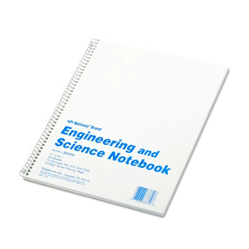 National Engineering and Science Notebook, Quadrille Rule (10 sq/in), White Cover, (60) 11 x 8.5 Sheets