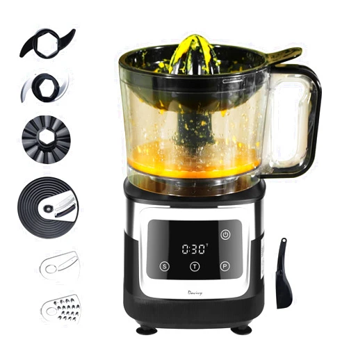 Davivy Food Processor 8 CUP,Advanced Time Scheduling & Speed Control,8-IN-1 Juicing,Chopping,Doughing,Emulsifying,Slicing,Shredding and French Fry Cutting,for Home Use,600W,Black