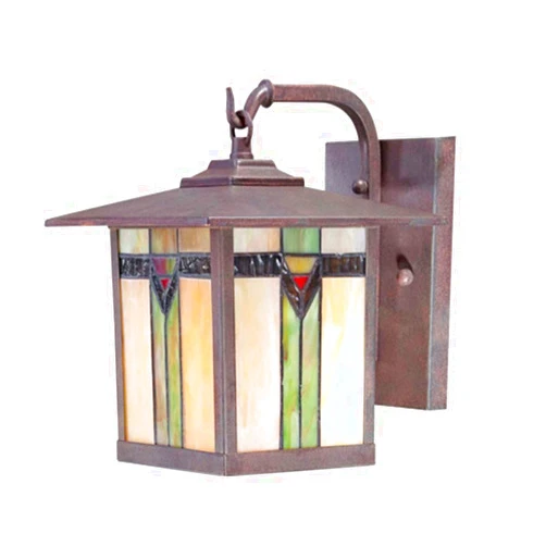 Fiunkes Tiffany Style Outdoor Wall Lights Stained Glass Corridor Wall Lamp Vintage Outdoor Balcony Aisle Hallway Wall Sconce Lighting,E27,110V (11″×9″)