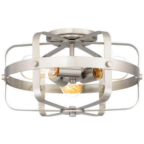 Quoizel QFL5592BN Morehouse Industrial Medium Flush Mount Ceiling Light, 3-Light 225 Total Watts, 8