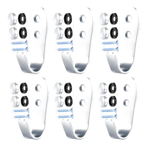 Bayidun Stainless Steel Hooks for Hanging, 6pcs Coat Hooks Wall Mounted, Heavy Duty Bath Towel Hooks, Wall Hooks, Robe Hanger Hooks for Bathroom Kitchen Bath Towel Clothes Key Organizer Hooks