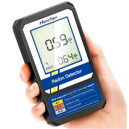 Hanchen Home Radon Detector for Basement, Portable Radon Meter, Long and Short Term Monitor, Battery-Powered, Easy-to-Use, USA Version, pCi/L (Classic Version)