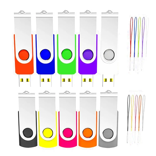 ABLAZE USB 64GB Flash Drive 10 Pack, ABLAZE USB 2.0 Thumb Drives Bulk with Lanyards Swivel Memory Stick Bulk U Disk 64GB Pendrive Jump Drive Zip Drive USB Pack (64GB 10 Pack, Mixcolor)