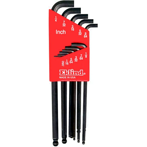 Eklind Tool EKLIND 13111 Stubby-Ball-Hex-L Key allen wrench - 11pc set SAE Inch Sizes .050-1/4 Long series