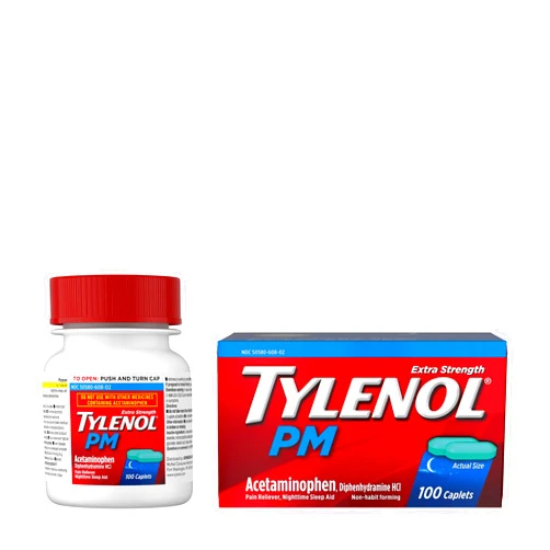 Tylenol PM Extra Strength Pain Reliever & Sleep Aid Caplets, 500 mg Acetaminophen, 100 ct