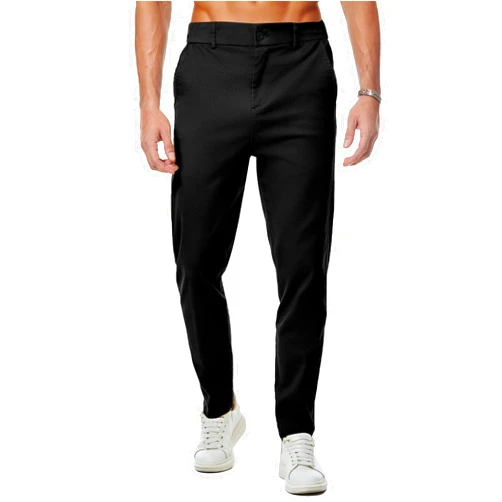 JMIERR Men's Chino Pants Casual Stretch Waist Tapered Trousers with Pockets