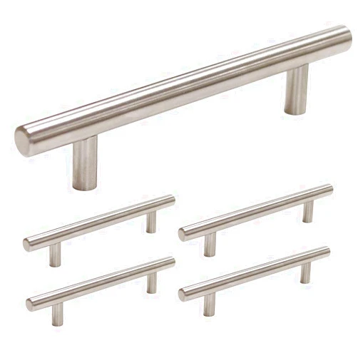 homdiy Brushed Nickel Cabinet Handles Drawer Pulls - HD201SN Cabinet Pulls 4in Hole Centers Cabinet Hardware 5Pack Cabinet Door Handles for Kitchen Cabinets
