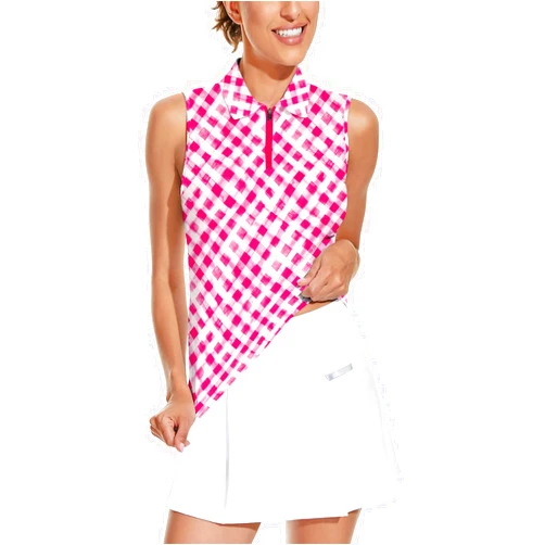Soneven Women's Sleeveless Golf Top Floral Athletic Golf Wear Moisture Wicking Sleeveless Polo Quick Dry