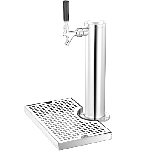 Happybuy Kegerator Tower Kit, Single Tap Beer Dispenser, Stainless Steel Keg Beer Tower with Dual Gauge Regulator & D-System Coupler, Drip Tray for Home Parties