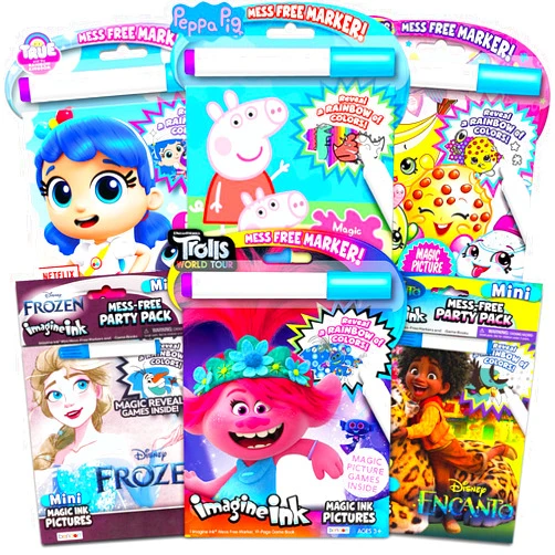 Imagine Ink Coloring Book Set for Kids - Bundle with 6 No Mess Coloring Books Featuring Dumbo, Trolls, Paw Patrol and More (Girls Party Favors)
