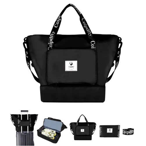 Btbfami Foldable Dry/Wet Travel Duffle Bag, Shoe Compartment, Large Capacity, Luggage Sleeve, Gym Weekender Bag