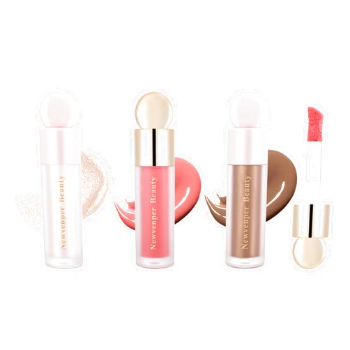 Newvenper Liquid Contour,Liquid Highlighter, Liquid Blush with Face Brush Long Lasting Smooth Lightweight Smudge Proof Contour+Blush+ Highlighter