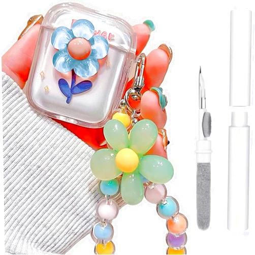 Xuyoz Compatible with Airpods Case with Cleaning Kit, Cute 3D Love Shape Airpods Protective Skin Airpod Case Cover Airpod 2 Case for Girl Women Compatible with Airpods 1st/2ndCharging Case 1& 2, Blue