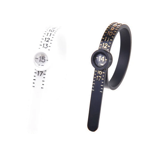 Kare & Kind 2X Ring Sizer Measuring Tool - US Size 1-17 - Measure Finger Size Accurately - Reusable Clear Print with Magnifying Glass - Jewelry, Ring - (Black/White)