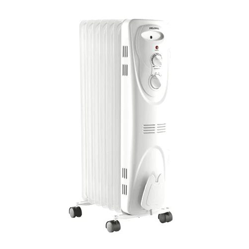 PELONIS PHO15A2AGW, Basic Electric Oil Filled Radiator, 1500W Portable Full Room Radiant Space Heater with Adjustable Thermostat, White, 26.10 x 14.20 x 11.00 in