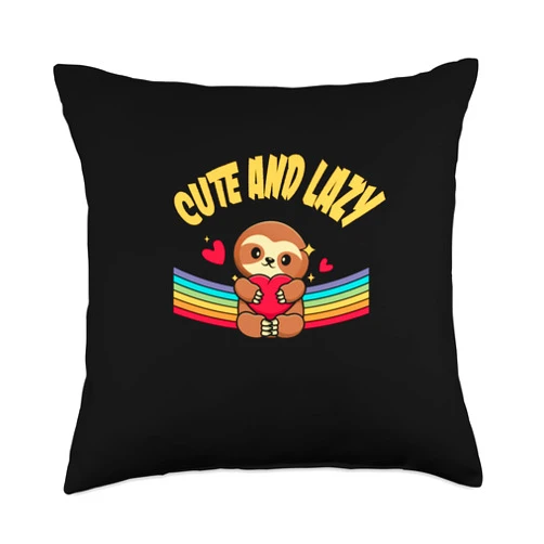 Laziness Funny Joke Animal Lover Sarcastic Humor Cute and Lazy Lover Memes Sloth Themed Trending Throw Pillow, 18x18, Multicolor