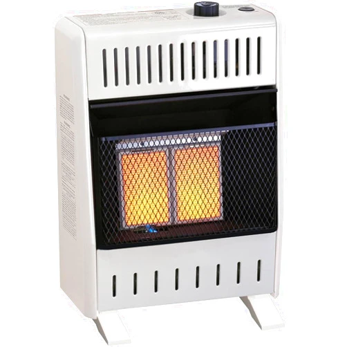 ProCom ML100TPA-B Ventless Propane Gas Infrared Space Heater with Thermostat Control for Home and Office Use, 10000 BTU, Heats Up to 500 Sq. Ft., Includes Wall Mount and Base Feet, White
