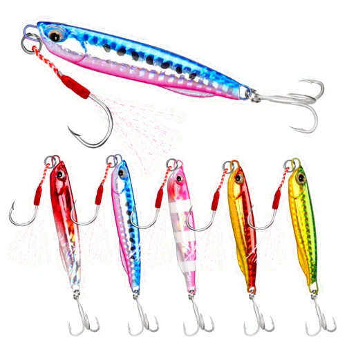 Tripquips Micro Shore Jigging Lure Saltwater Fishing Spoon Lures with Ultra-Sharp Hooks, Saltwater Jigs Fishing Lure for Tuna Salmon Grouper, Sea Fishing Jigging Lure, Trolling Spoon for Bass Fishing