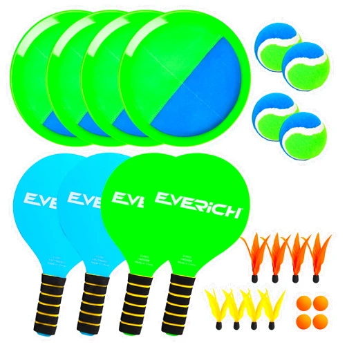 EVERICH TOY Beach Toys Outdoor Games for Kids Ages 3-10-Yard Lawn Games Ball Catch Games Paddle Toss-Upgraded Version Outside Games for Family Boys and Girls Gifts(4 Rackets,4 Balls,1 Bag)